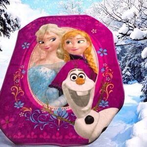 Disney Frozen Fleece Blanket Elsa, Anna & Olaf Throw, Plush Purple Pink 36”X 47”